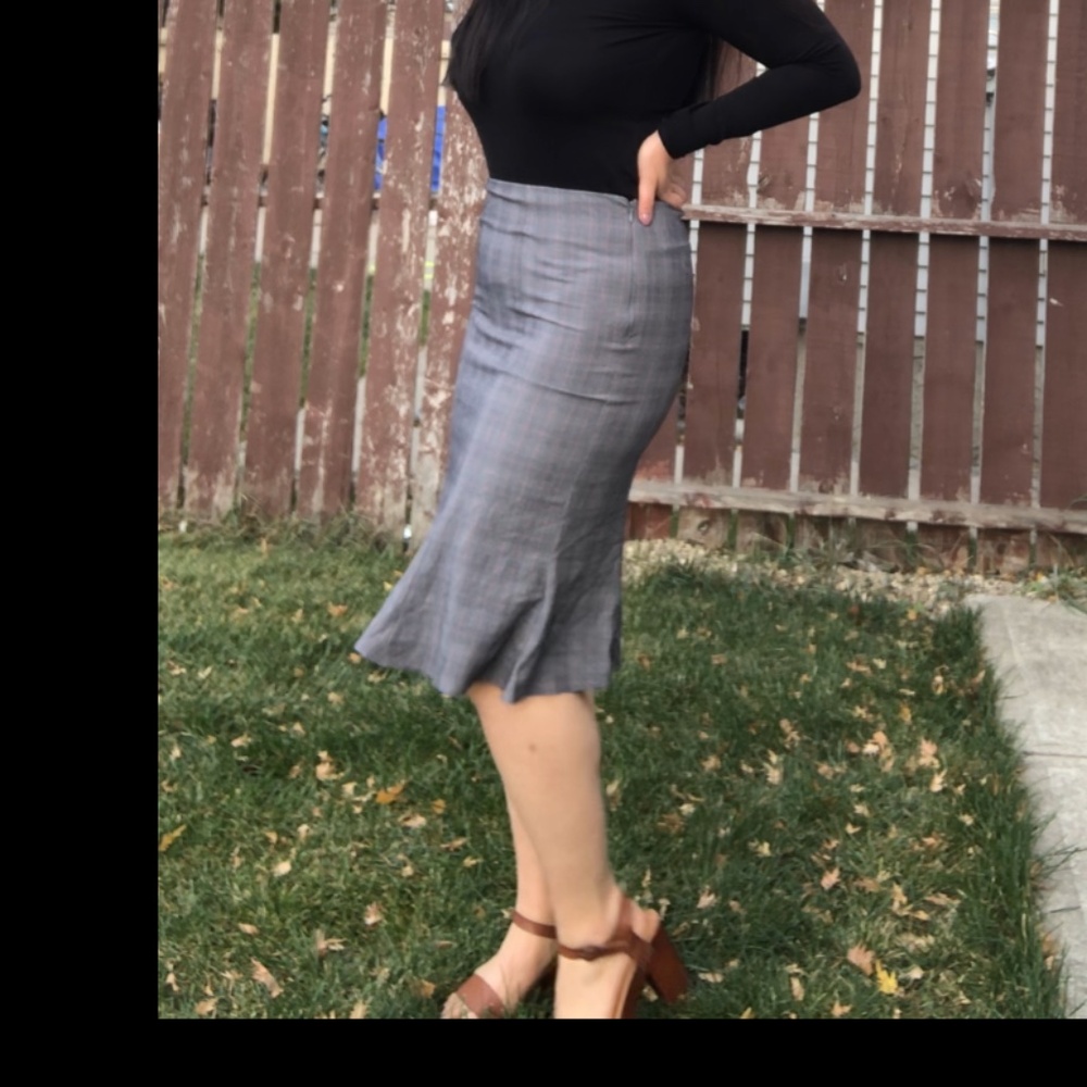 Vintage Midi Peplum Plaid Skirt
